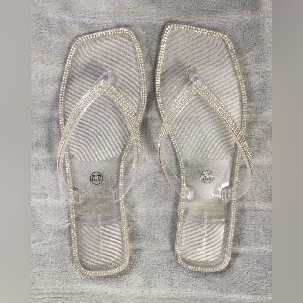 Lauren Lorraine Clear Rhinestone Jelly Sandals Size 7.5 - Picture 2 of 8